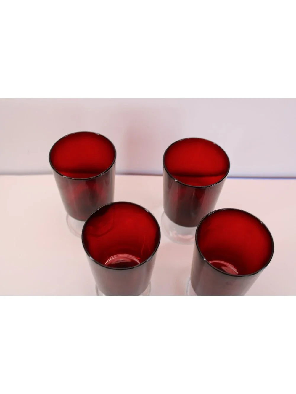 Vtg MCM Luminarc Cavalier Dark Ruby Red Wine Glasses 6